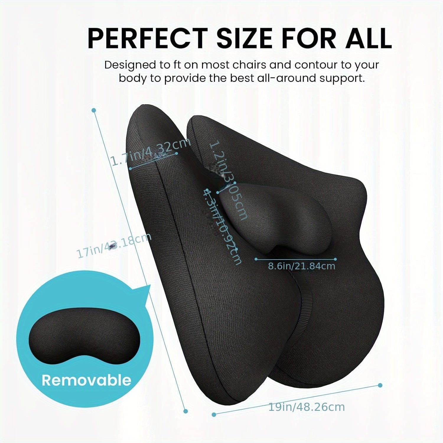 Adjustable Lumbar Support Pillow, Improve Lower Back Pressure Buffer & Sitting Posture, Adjustable Slider, Ergonomic Memory Foam Back Cushion for Long Sitting for Office Chair/ Car/ Plane-Black