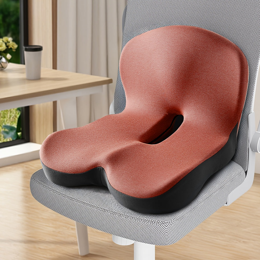 1pc Memory Foam Cushion Backrest Pad, Ergonomic Lumbar Support Cushion With Core - Posture-Correcting Backrest Pillow, Durable & Washable Cushion For Long Sitting, Driving And Desk Work