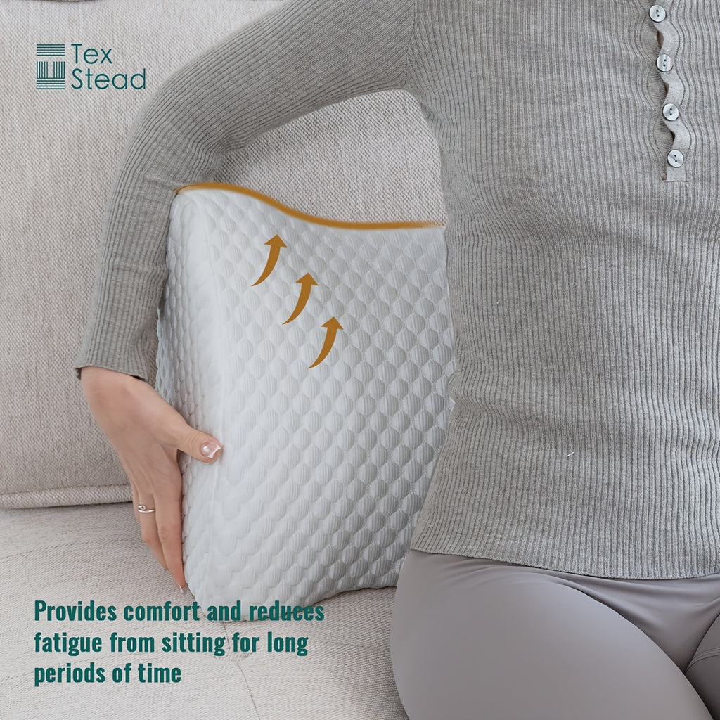 1pc TEXSTEAD Lumbar Support Pillow for Office Chair, Car, and Recliner - Charcoal Geometric Design, Washable Polyester Cover, All-Season Lower Back Pain Relief Cushion, Pain Relief Pillow | Geometric Pattern Pillow | Zipper Closure Pillow, Back Support