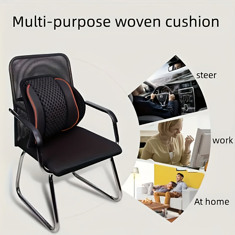 Breathable Lumbar Pillow - Ergonomic Back Cushion with Adjustable Lumbar Support, Posture Correction & Spinal Alignment - Lightweight Office Chair & Car Seat Pillow for Long Drives, Work, Home - No-Fill Design, Durable Polyester Mesh - Ideal for Drivers,