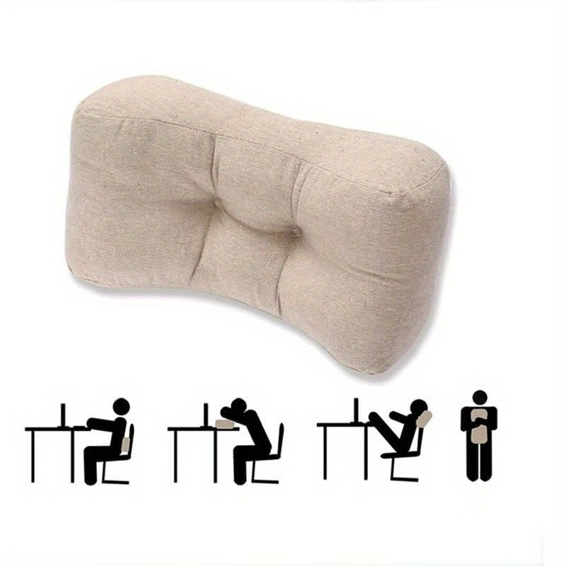 Suitable for 4 seasons, Multifunctional Lumbar Pillow - Office Nap Pad Back Support Cushion, Durable Lumbar Protection Pillow for Study Reading Desk Ergonomic curve design to chair back, dedicated for home and office chairs