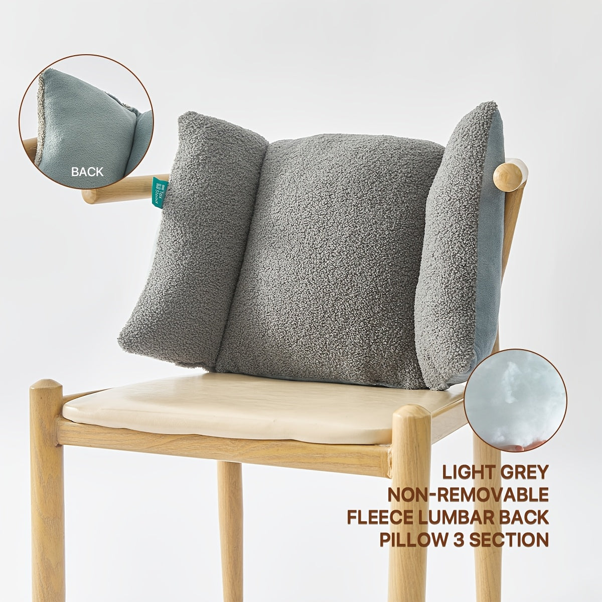 1pc, Fleece Lumbar Support Pillow 3 Section Back Pillow Office Chair Pillow for Back Support Comfortable Lumbar Support Waist for Car Seat Low Back Sofa Rest