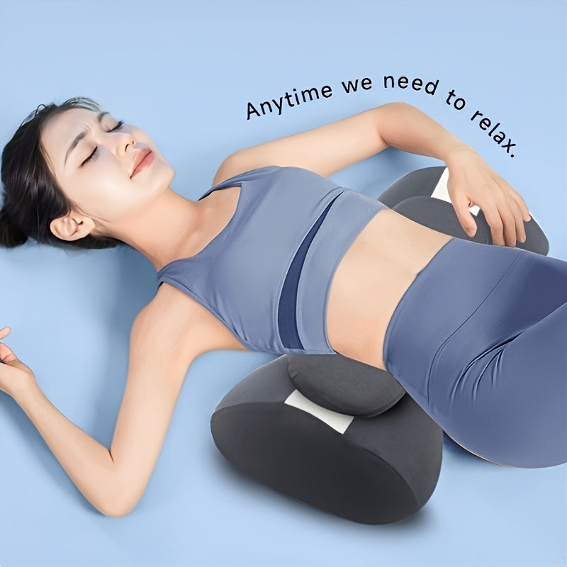 Ergonomic 3D Contoured Lumbar Support Pillow - Removable Washable Magnetic Cover with Heat Relax, Dual Use for Office Chair & Bed, White Geometric Design, No Power Needed