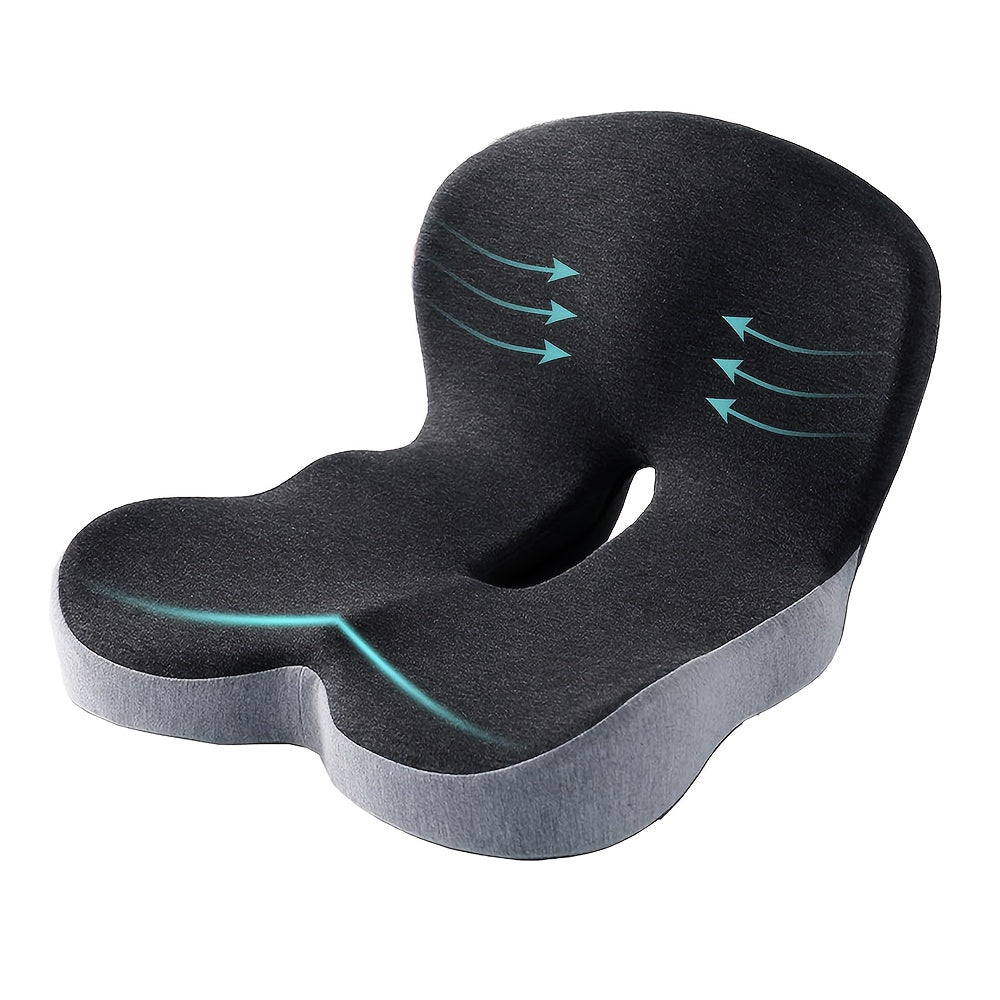 Ergonomic Seat Cushion with Backrest, Soft, Supportive and Washable, Breathable Polyester Fiber, Non-woven Fabric, Integrated Cushion for Hips and Waist, with Zipper Closure, Hand Wash Only, for Back Support, Office Chair, Car Driving, Desk Work