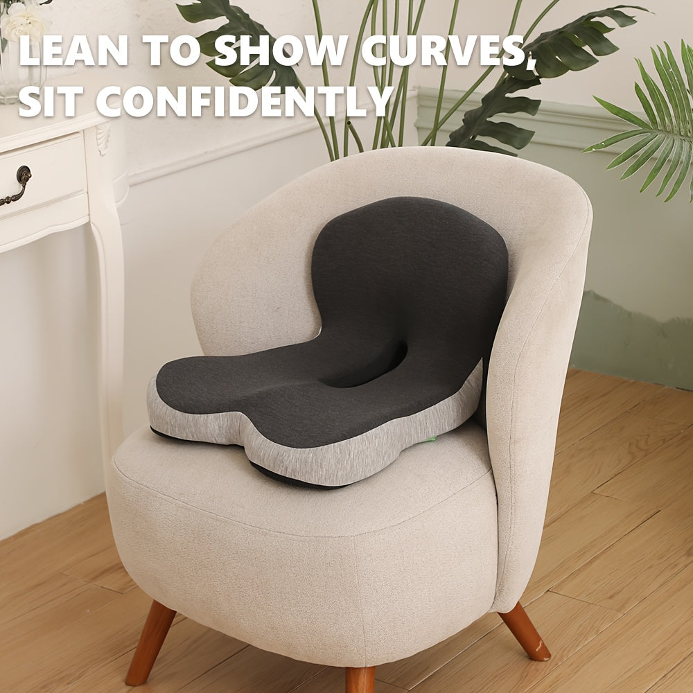1pc Memory Foam Cushion Backrest Pad, Ergonomic Lumbar Support Cushion With Core - Posture-Correcting Backrest Pillow, Durable & Washable Cushion For Long Sitting, Driving And Desk Work