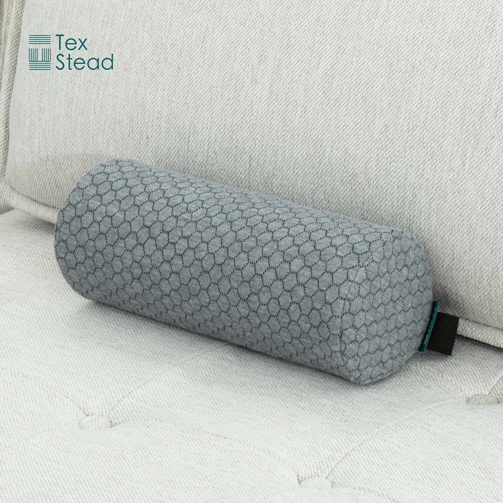 1pc TEXSTEAD Ergonomic Lumbar Support Pillow with Removable Cover & Elastic Strap – Medium Firm Foam Cylinder Bolster for Neck, Back, and Seat Relief – Ideal for Office, Car, and Home Use, Backrest Pillow, Posture Improvement, Contoured Design, Machine