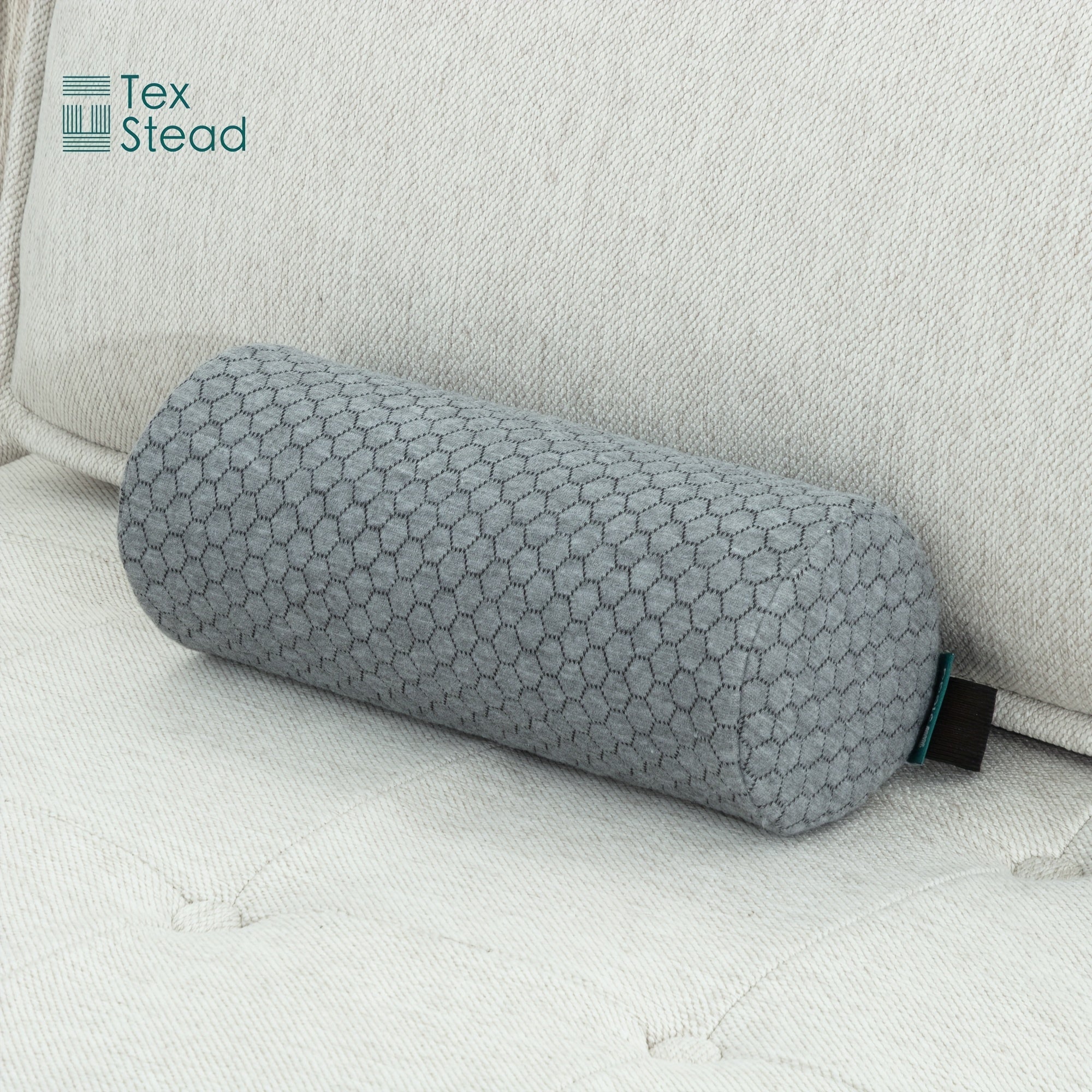 1pc TEXSTEAD Ergonomic Lumbar Support Pillow with Removable Cover & Elastic Strap – Medium Firm Foam Cylinder Bolster for Neck, Back, and Seat Relief – Ideal for Office, Car, and Home Use, Backrest Pillow, Posture Improvement, Contoured Design, Machine