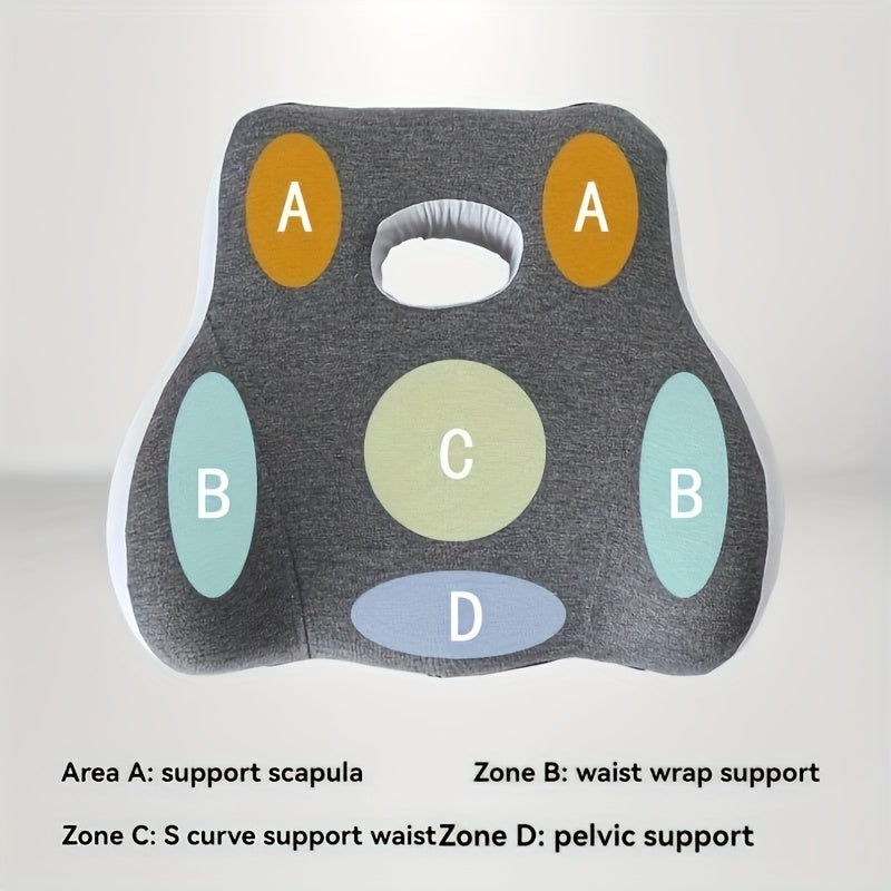 An Ergonomic Memory Foam Seat Cushion and Lumbar Support Pillow Set - Suitable for Office, Car Long Sitting - Slow Rebound, Waist Protection, Pregnant Women Can Use, Breathable Cover, All Seasons