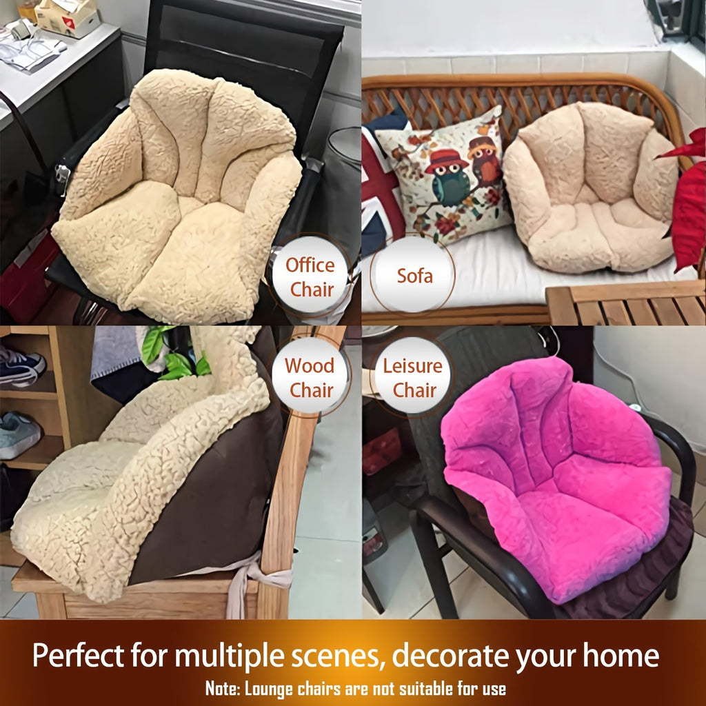 Chair cushion, office desk cushion, warm and comfortable one-piece cushion, backrest cushion, lumbar backrest support, winter plush cushion suitable for home office chairs and car seats