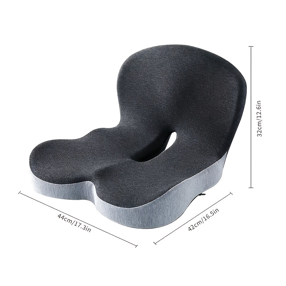 Ergonomic Seat Cushion with Backrest, Soft, Supportive and Washable, Breathable Polyester Fiber, Non-woven Fabric, Integrated Cushion for Hips and Waist, with Zipper Closure, Hand Wash Only, for Back Support, Office Chair, Car Driving, Desk Work