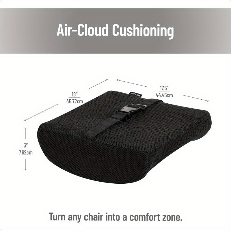 Ergonomic Lumbar Support Cushion for Office Chair & Car Seat - Memory Foam AirCloud Technology Posture Corrector with Breathable Mesh Cover & Adjustable Strap, Orthopedic Back Pain Relief, Lightweight Travel Design, 13.5"L x 4"W x 12.25"H (Black), Lumbar