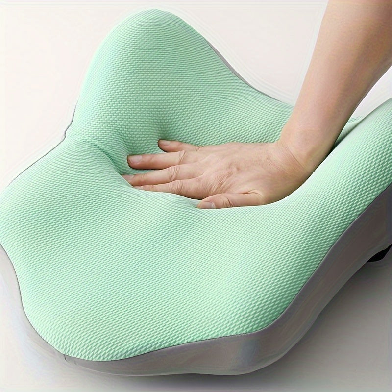 Contemporary Knit Fabric Memory Foam Lumbar Support Pillow for Office Chair and Car – Patchwork Space Theme, Fade Resistant, Zip Closure, Adult All-Season Back Support Cushion – Dry Clean Only