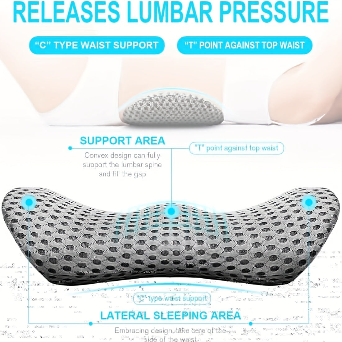 Ergonomic Lumbar Support Pillow for Office Chair - Posture-Correcting Lower Back Cushion with Spinal Alignment, Machine Washable Lumbar Pillow for Desk, Car, Home - No Power Needed, Ideal for Lower Back Relief & Long Hours Sitting, Backrest Pillow,