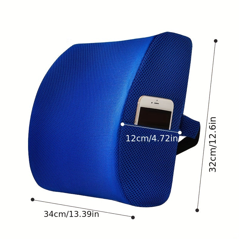 Ergonomic Lumbar Support Pillow for Office Chair and Car Seat - Versatile Lower Back Cushion, Breathable Polyester Cover, Blue, Posture Improvement | Contoured Lumbar Pillow | Medium Firm Pillow, Seat Cushion