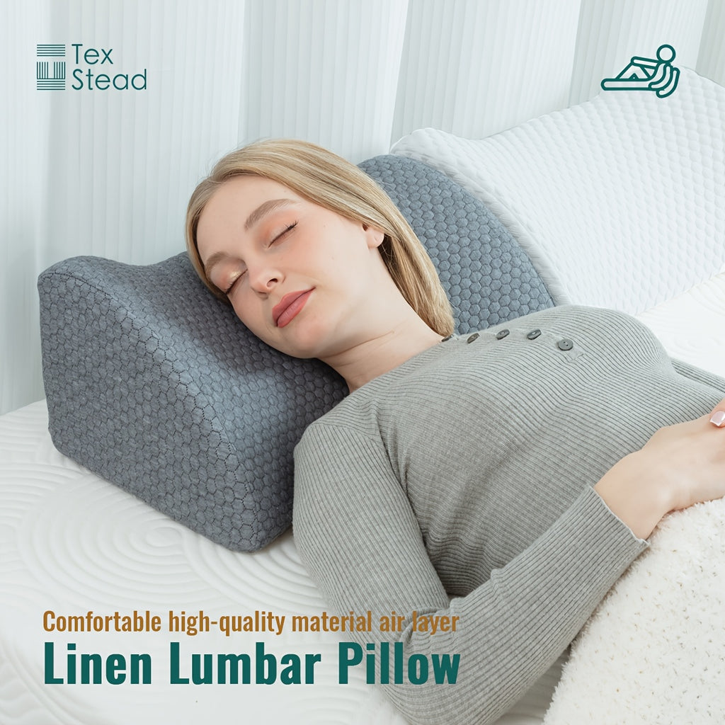 1pc TEXSTEAD Lumbar Support Pillow for Office Chair, Car, and Recliner - Charcoal Geometric Design, Washable Polyester Cover, All-Season Lower Back Pain Relief Cushion, Pain Relief Pillow | Geometric Pattern Pillow | Zipper Closure Pillow, Back Support