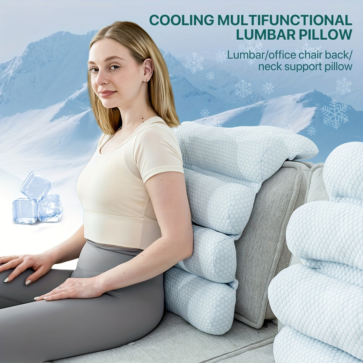 Adjustable Cooling Lumbar Support Pillow for Office Chair & Car Seat - Breathable 100% Polyester, Machine Washable with Polka Dot Design, Promotes Better Posture & Lower Back