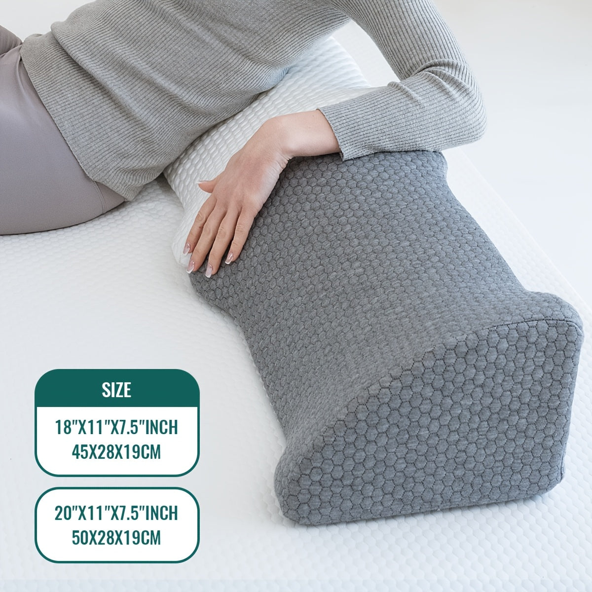 1pc TEXSTEAD Lumbar Support Pillow for Office Chair, Car, and Recliner - Charcoal Geometric Design, Washable Polyester Cover, All-Season Lower Back Pain Relief Cushion, Pain Relief Pillow | Geometric Pattern Pillow | Zipper Closure Pillow, Back Support