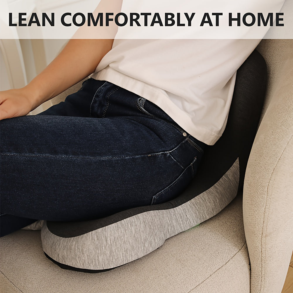 1pc Memory Foam Cushion Backrest Pad, Ergonomic Lumbar Support Cushion With Core - Posture-Correcting Backrest Pillow, Durable & Washable Cushion For Long Sitting, Driving And Desk Work