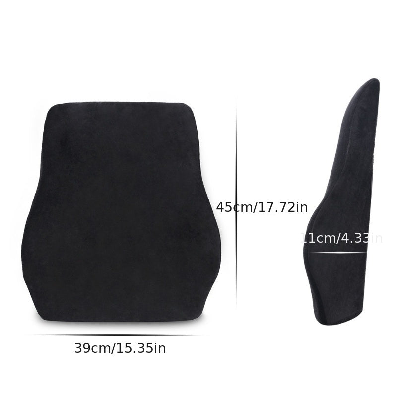 Ergonomic Lumbar Support for Car & Office Seats - Slow Rebound Posture Corrector with Breathable Mesh, Black, Hand Wash Only, Back Rest for Long Sitting, Contoured Design, Polyester Fabric