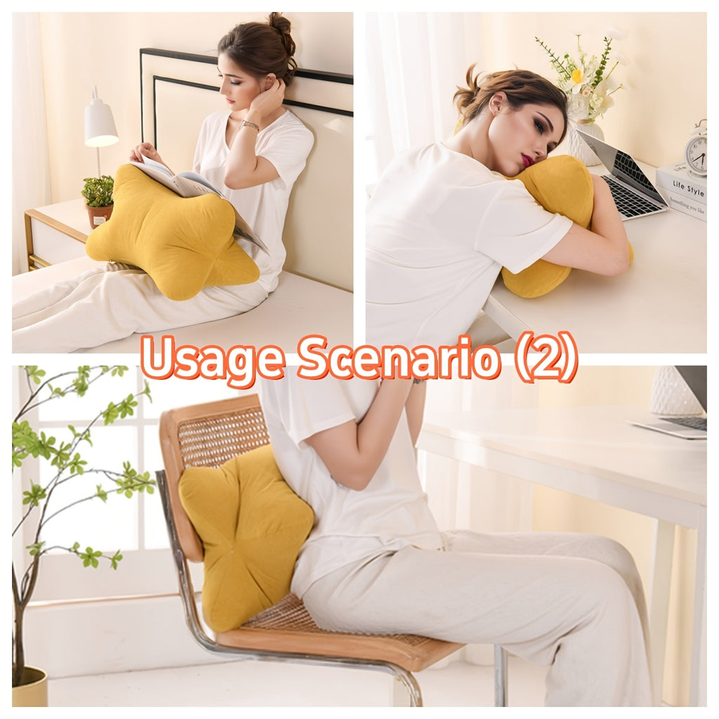 Ergonomic Lumbar Support Pillow - Soft Triangular Bone Design for Office Chairs, Bedding, and Travel - Machine Washable Chenille Fabric Cushion, Multi-Purpose Home Decor Accessory, Decorative Pillows