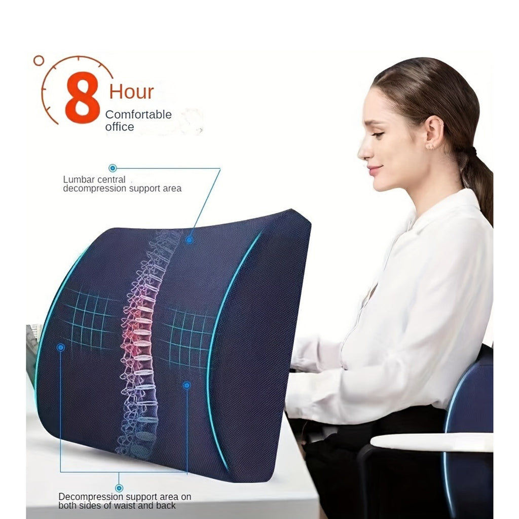 Ergonomic Lumbar Support Pillow for Office Chair and Car Seat - Versatile Lower Back Cushion, Breathable Polyester Cover, Blue, Posture Improvement | Contoured Lumbar Pillow | Medium Firm Pillow, Seat Cushion