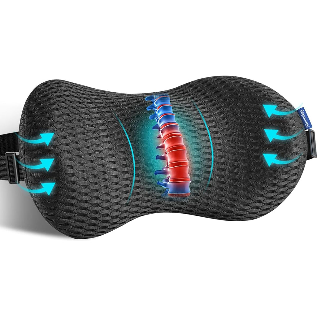 Ergonomic Lumbar Support Pillow for Office Chair & Car Back Support - Cushion with Adjustable Straps, Lower Back Relief, Black, Hand Wash Only, Ideal for Gaming & Desk Chairs, Backrest Pillow, Comfortable Seating, Contoured Design, Durable Construction