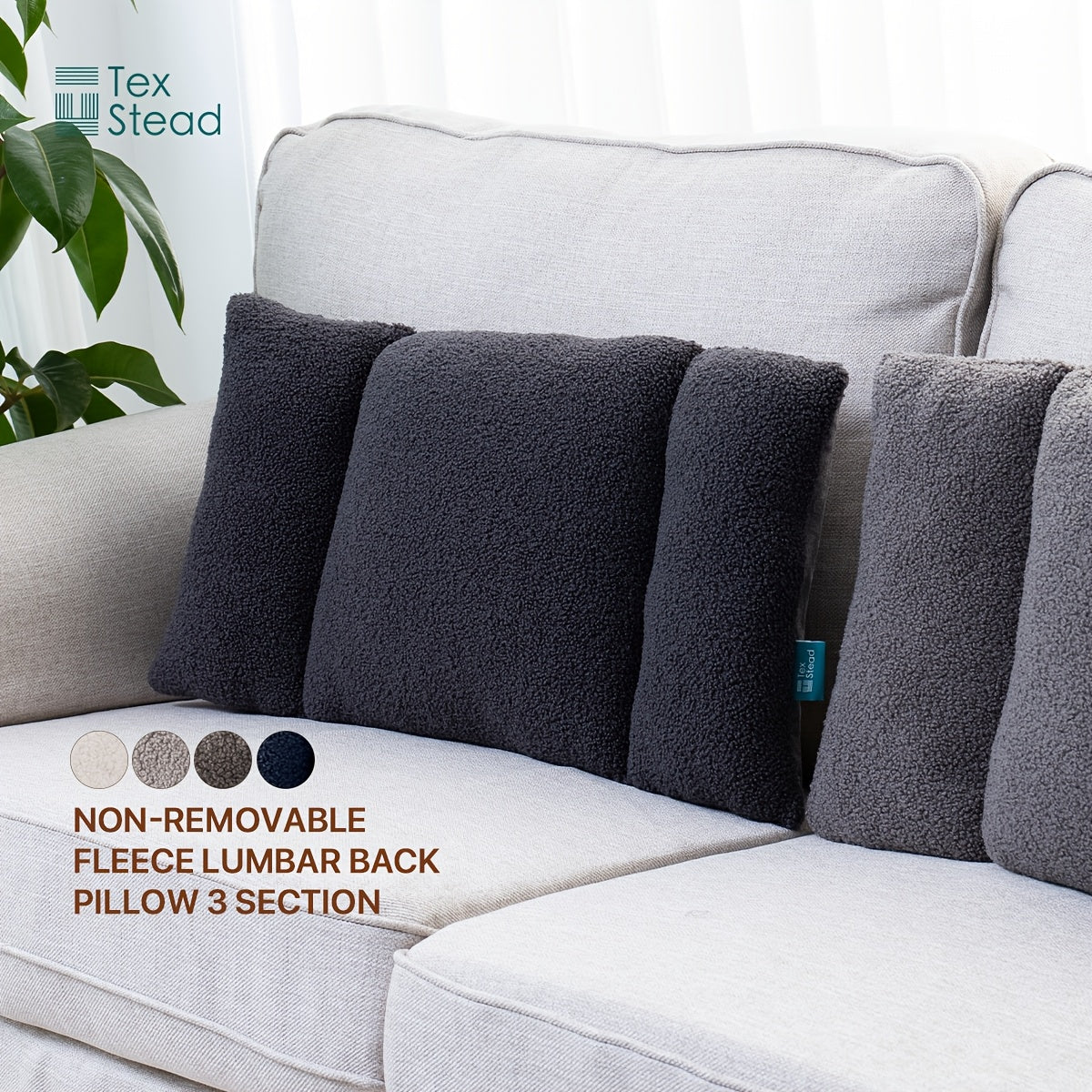 1pc, Fleece Lumbar Support Pillow 3 Section Back Pillow Office Chair Pillow for Back Support Comfortable Lumbar Support Waist for Car Seat Low Back Sofa Rest