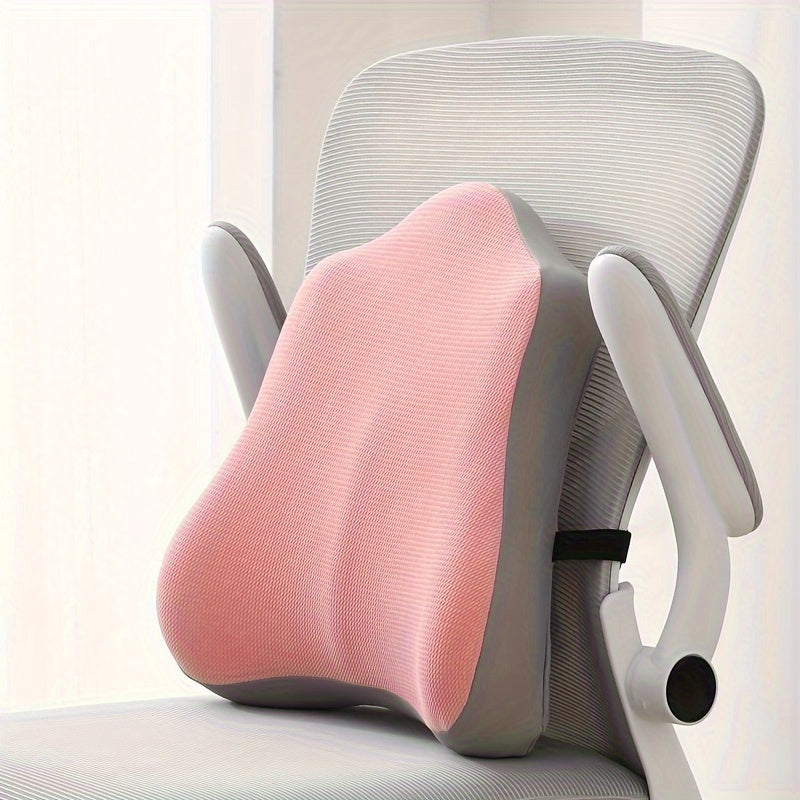 Contemporary Knit Fabric Memory Foam Lumbar Support Pillow for Office Chair and Car – Patchwork Space Theme, Fade Resistant, Zip Closure, Adult All-Season Back Support Cushion – Dry Clean Only