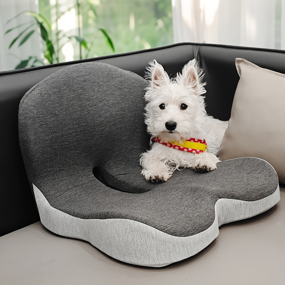 1pc Memory Foam Cushion Backrest Pad, Ergonomic Lumbar Support Cushion With Core - Posture-Correcting Backrest Pillow, Durable & Washable Cushion For Long Sitting, Driving And Desk Work