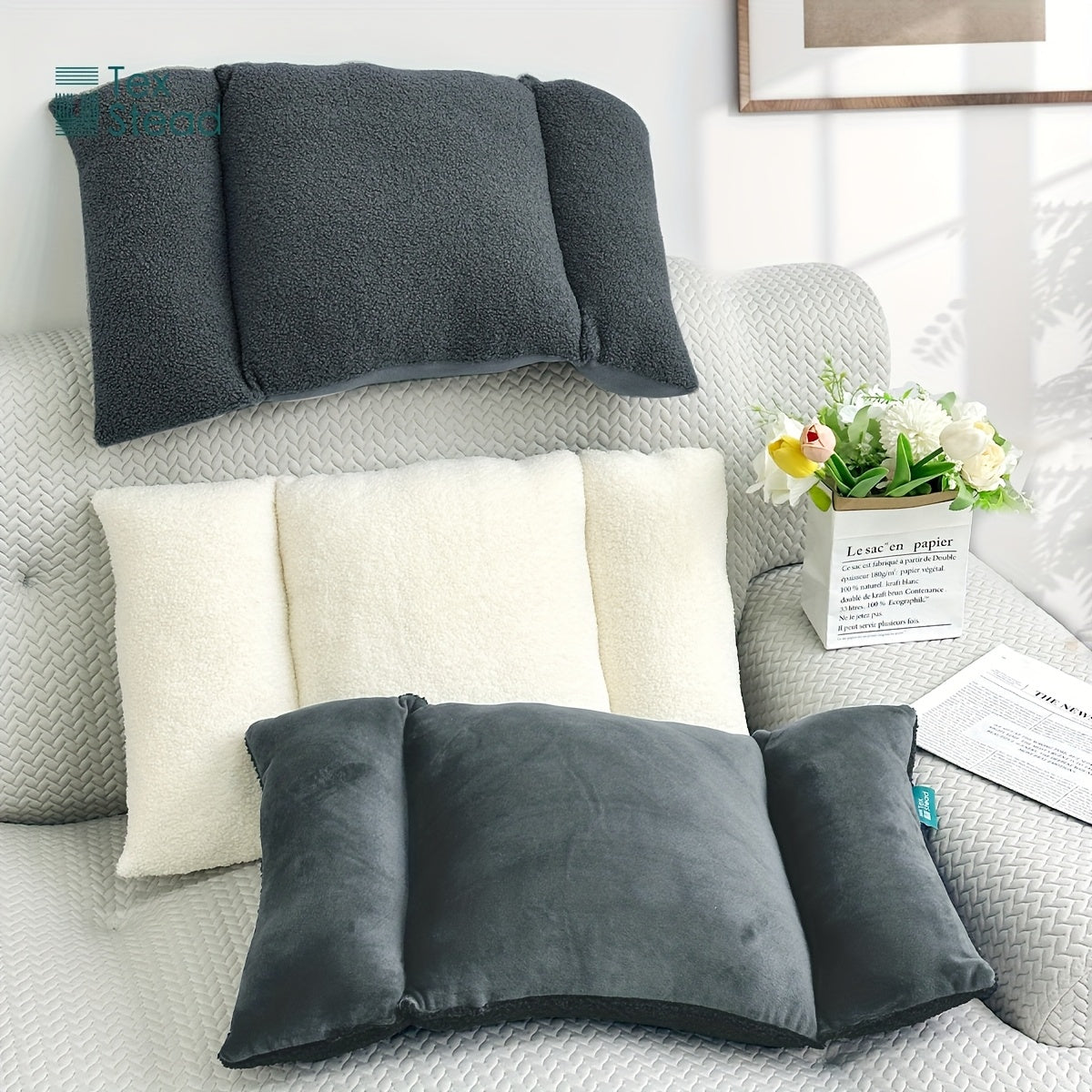 1pc, Fleece Lumbar Support Pillow 3 Section Back Pillow Office Chair Pillow for Back Support Comfortable Lumbar Support Waist for Car Seat Low Back Sofa Rest