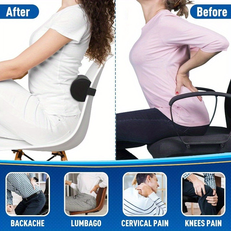 Ergonomic Lumbar Roll Pillow for Office Chair, Car & Gaming Chair - Posture Support Cushion with Washable Cover, Back Relief & Improved Posture, Durable Non- Fabric, Purple, Backrest Pillow, Posture Improvement, Sleek Design, Comfortable Fit, Posture