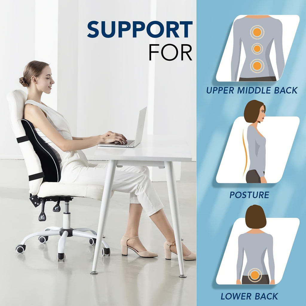 Lumbar Support Pillow for Office Chair, Memory Foam Cushion with Updated 3D Mesh Cover for Back Ideal for Computer/Desk Chair, Car Seat, Gaming Chair, Recliner