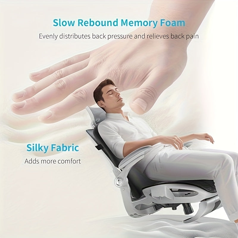 High back support pillow for office chair, fully support the entire back, relieve and comfort - Memory sponge waist support pillow for office chair, computer, recliner.