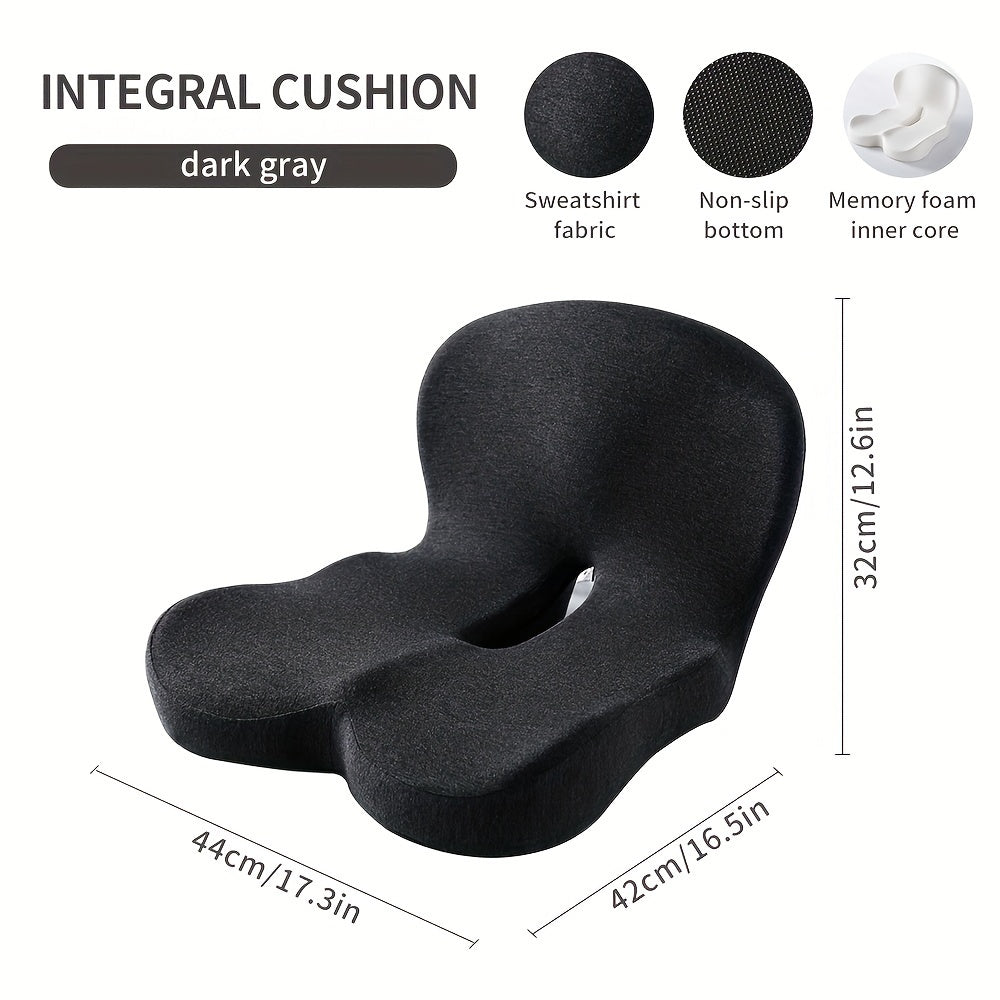 Ergonomic Seat Cushion with Backrest – Soft, Supportive, and Washable Office Chair Pad for Hip and Waist Comfort, Ideal for Long Sitting, Car Driving, and Desk Work, Modern Design, Breathable Polyester Fabric, Integrated Cushion for Hips and Waist