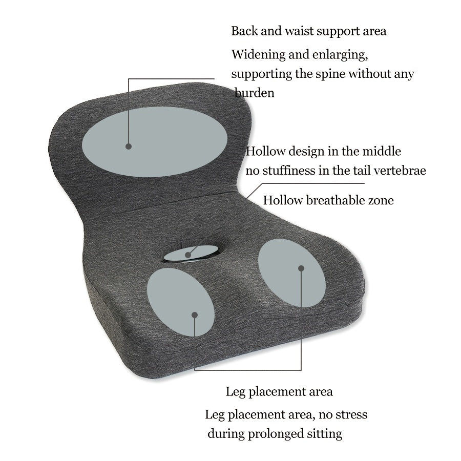 Ergonomic Office Chair Cushion with Hollow Back Support - Memory Foam Lumbar Pillow, Lightweight Non-Electric Cushion for Posture Correction, Compatible with Home & Professional Desk Chairs - Breathable Seat Pad, Contoured Design, Soft Cushioning, Remote