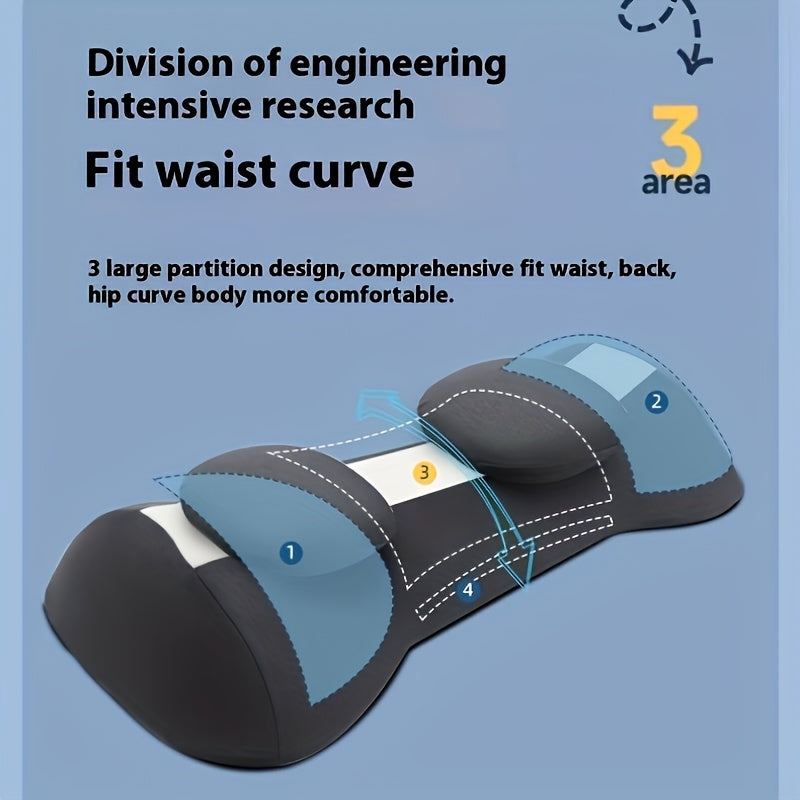 Ergonomic 3D Contoured Lumbar Support Pillow - Removable Washable Magnetic Cover with Heat Relax, Dual Use for Office Chair & Bed, White Geometric Design, No Power Needed