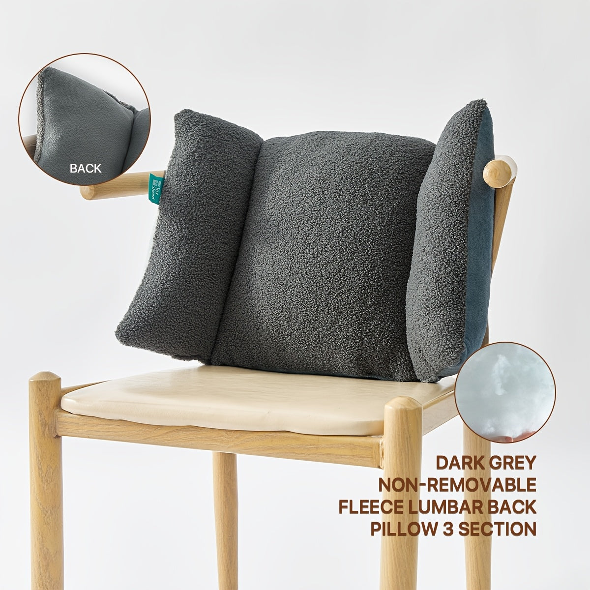 1pc, Fleece Lumbar Support Pillow 3 Section Back Pillow Office Chair Pillow for Back Support Comfortable Lumbar Support Waist for Car Seat Low Back Sofa Rest