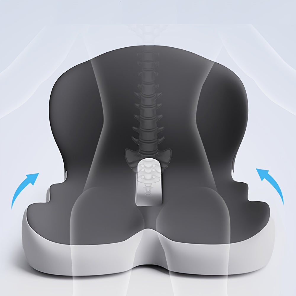Ergonomic Seat Cushion with Backrest, Soft, Supportive and Washable, Breathable Polyester Fiber, Non-woven Fabric, Integrated Cushion for Hips and Waist, with Zipper Closure, Hand Wash Only, for Back Support, Office Chair, Car Driving, Desk Work
