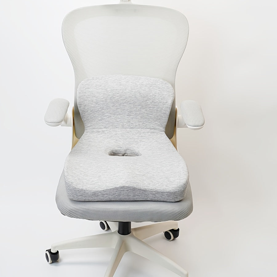 Ergonomic Office Chair Cushion with Hollow Back Support - Memory Foam Lumbar Pillow, Lightweight Non-Electric Cushion for Posture Correction, Compatible with Home & Professional Desk Chairs - Breathable Seat Pad, Contoured Design, Soft Cushioning, Remote