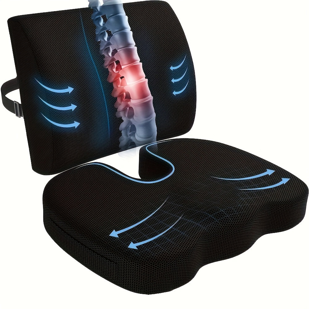 Seat Cushion Set Combination Memory Office Chair Lumbar Support Car Backrest Beauty Hip Pad