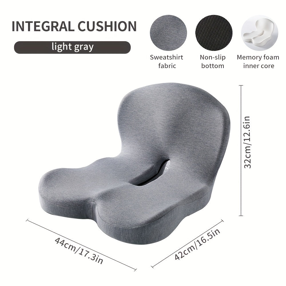 Ergonomic Seat Cushion with Backrest – Soft, Supportive, and Washable Office Chair Pad for Hip and Waist Comfort, Ideal for Long Sitting, Car Driving, and Desk Work, Modern Design, Breathable Polyester Fabric, Integrated Cushion for Hips and Waist