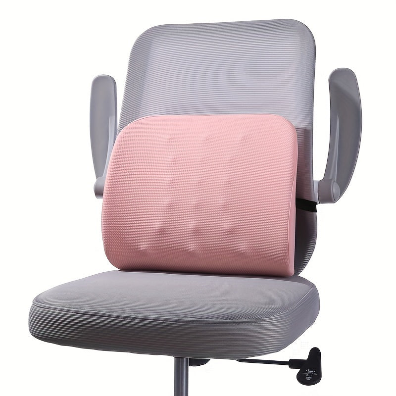 Ergonomic Memory Foam Lumbar Support Cushion for Office Chairs and Car Seats - Soft, Adjustable, Removable Cover, Grey/Pink/Green/Black, Knit Polyester Fabric, Lightweight & Compressible Design, Chair Cushion