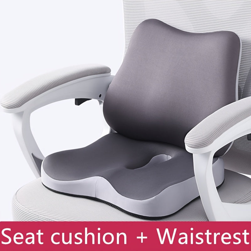 2pcs Ergonomic Office Chair Cushions with - Posture-Correcting Lumbar Support & Thickened Seat Pad, Breathable Grey Cushions for Office, Car, Wheelchair - Washable Covers for Home &, Ergonomic Chair, Durable Zipper Cover