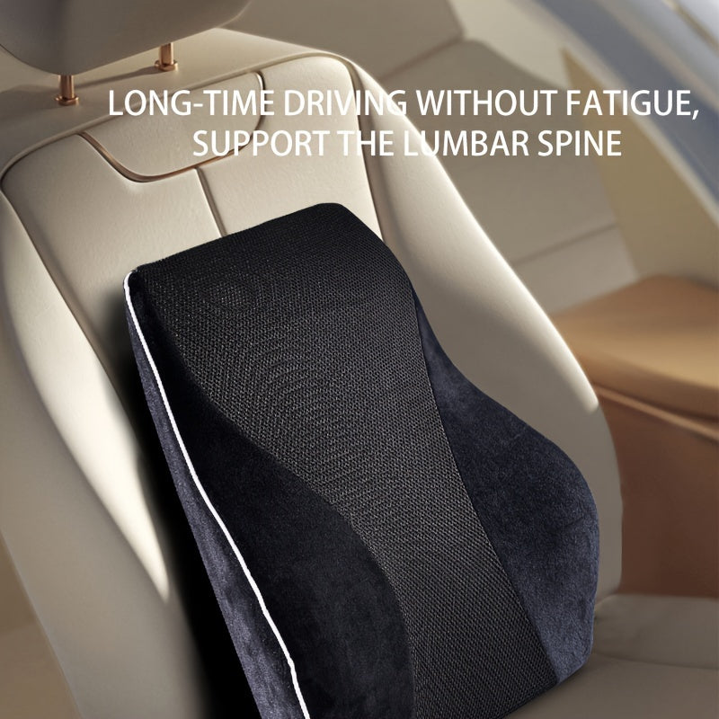 1pc Ergonomic Lumbar Support Cushion with Breathable Mesh, Adjustable Straps, Easy Installation, Lightweight Knit Fabric, Medium Soft Firmness for Back Support, Hand Washable, No Electricity Needed, Ideal for Car, Office, Sofa - Removable Cover, Black