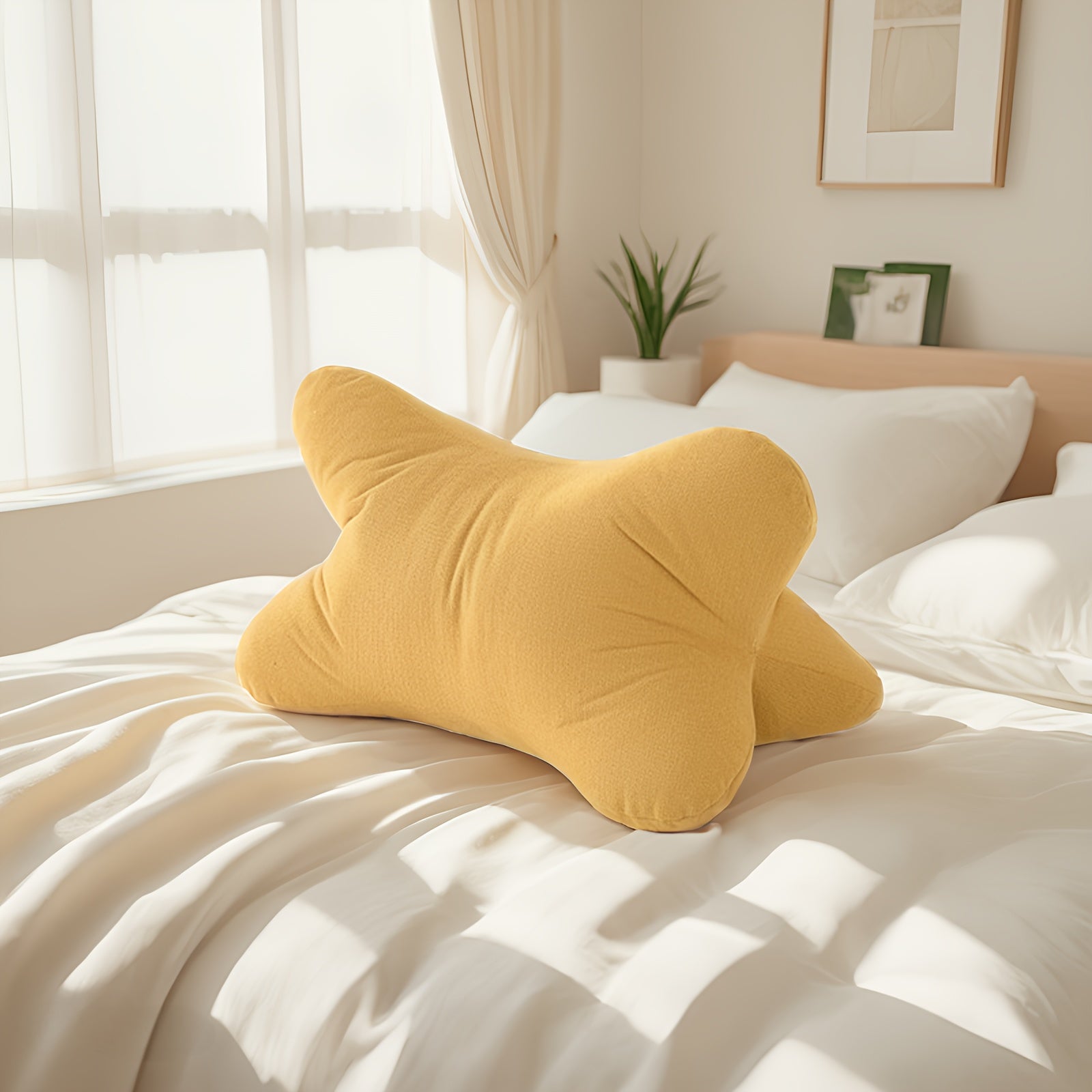 Ergonomic Lumbar Support Pillow - Soft Triangular Bone Design for Office Chairs, Bedding, and Travel - Machine Washable Chenille Fabric Cushion, Multi-Purpose Home Decor Accessory, Decorative Pillows