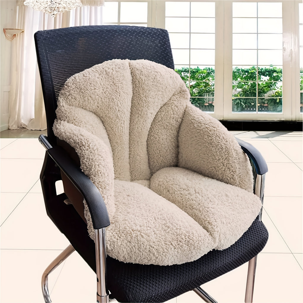 Chair cushion, office desk cushion, warm and comfortable one-piece cushion, backrest cushion, lumbar backrest support, winter plush cushion suitable for home office chairs and car seats